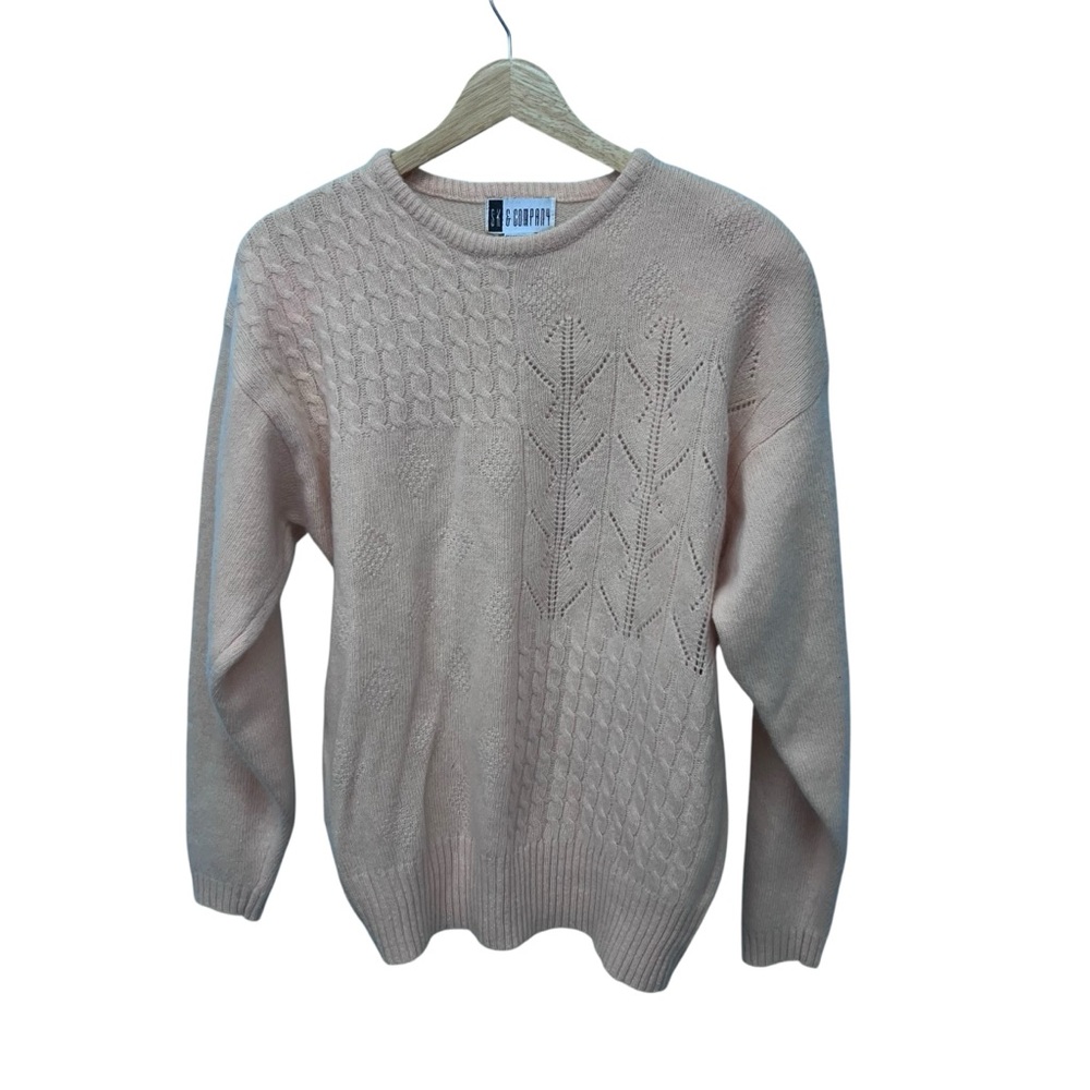 Vintage SK & Company Wool and Rabbit Hair Blend Light Pink Sweater Size Large
